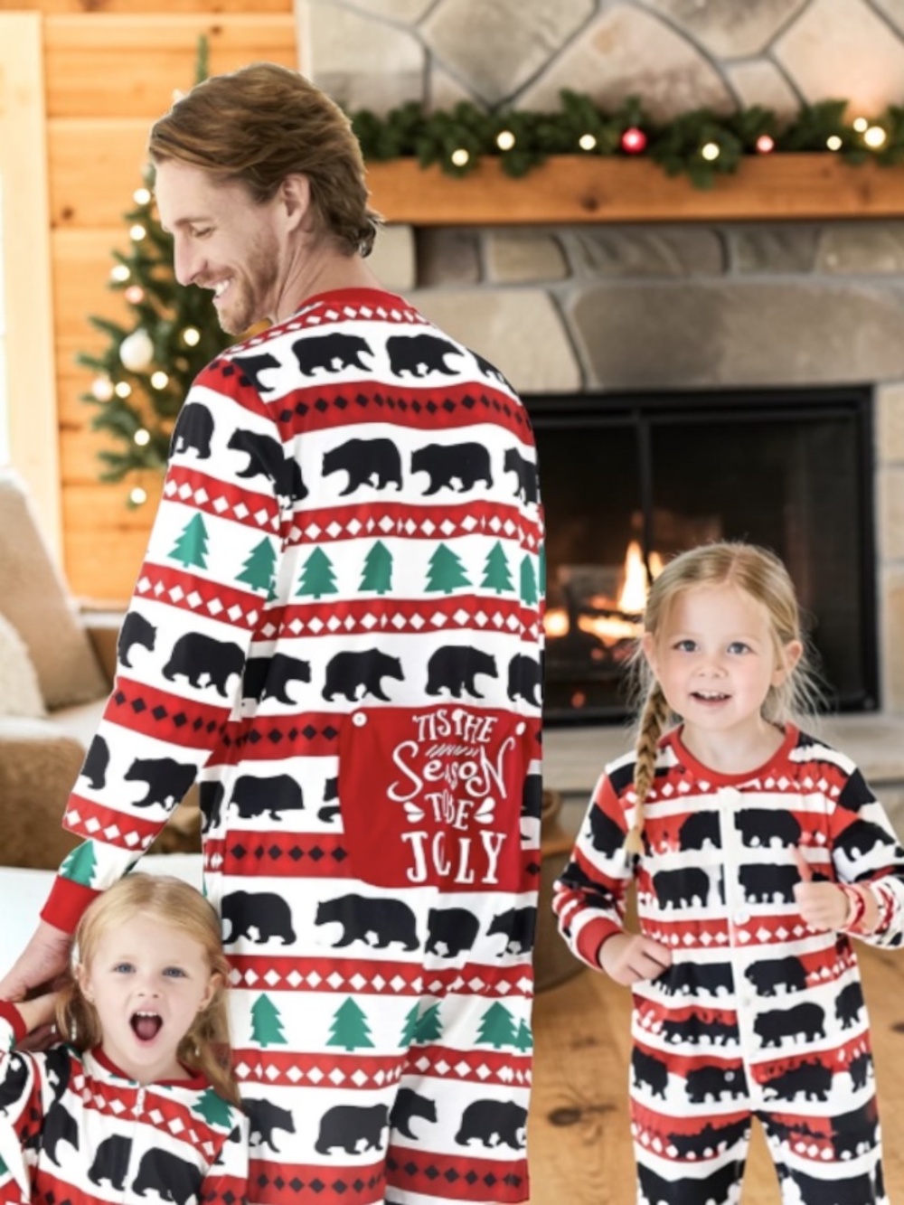 PatPat Mens Medium Christmas Onesie Pajamas Bear Tree Zip Holiday PJs NWOT